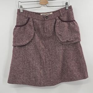 Elegant Maroon/Pink Herringbone Skirt Size Small